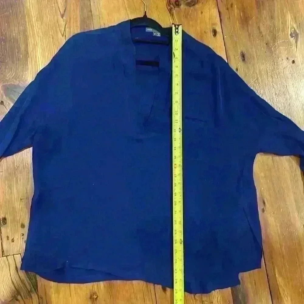 Vince oversized silk blue blouse top size small - Picture 12 of 13